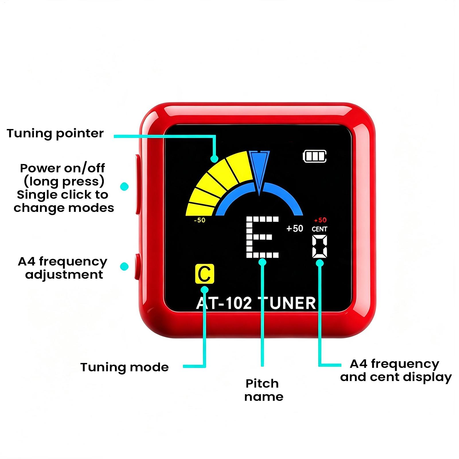 Guitar Tuner Clip - ギターチューナークリップ 充電式 高感度LCDディスプレイツール 弦楽器用クリップチューナー ステージ スタジオ