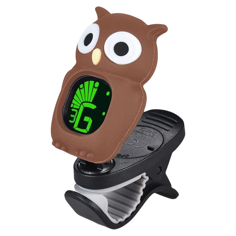 Guitar Tuner Clip - プロのエレキギタークリップ,LCD付きチューナー,漫画フクロウ,アコースティック,楽器