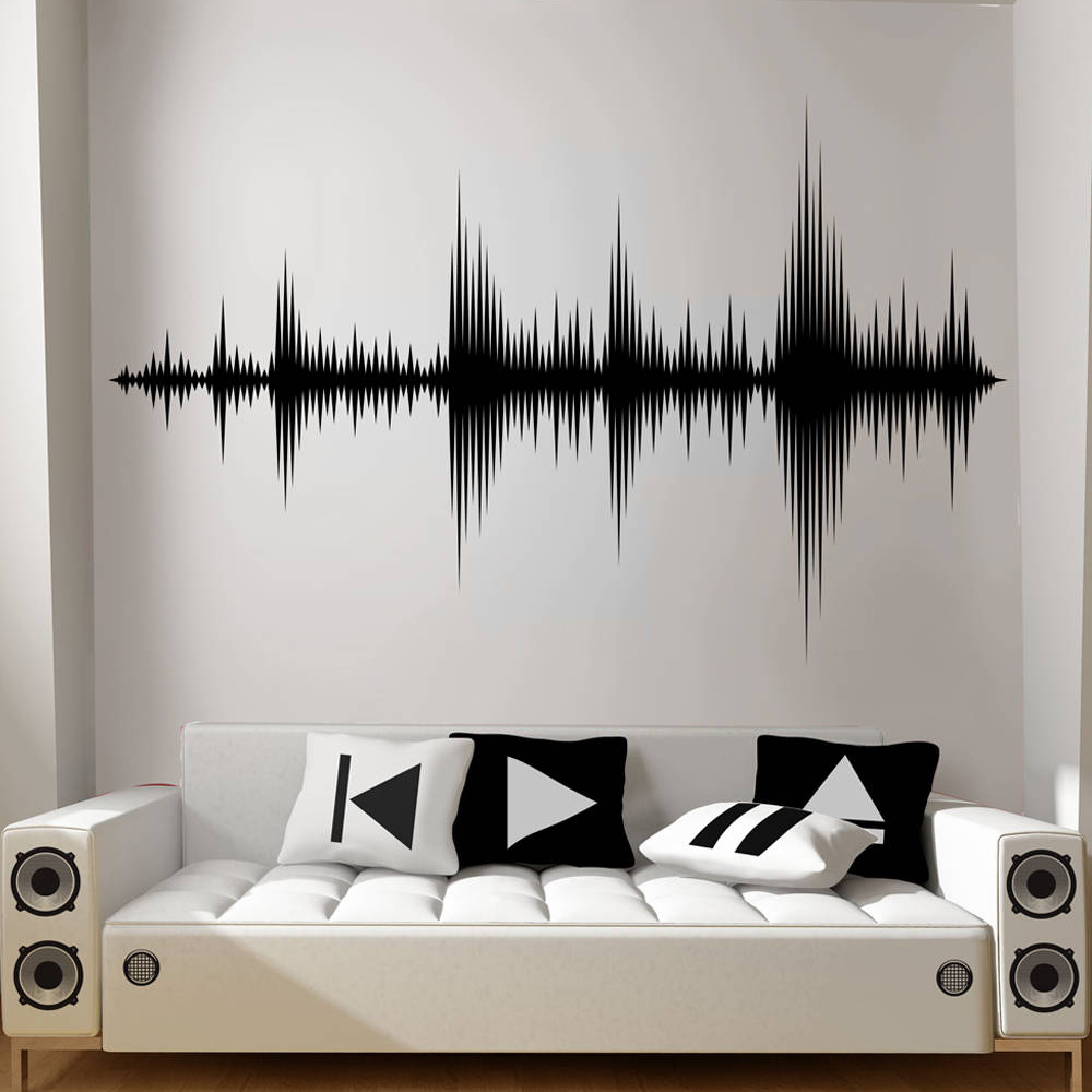 Audio Music Wallpaper - 壁用ビニールステッカー,サイズe211,オーディオウェーブ,スタジオレコーディング,音楽スタジオ,部屋の装飾用