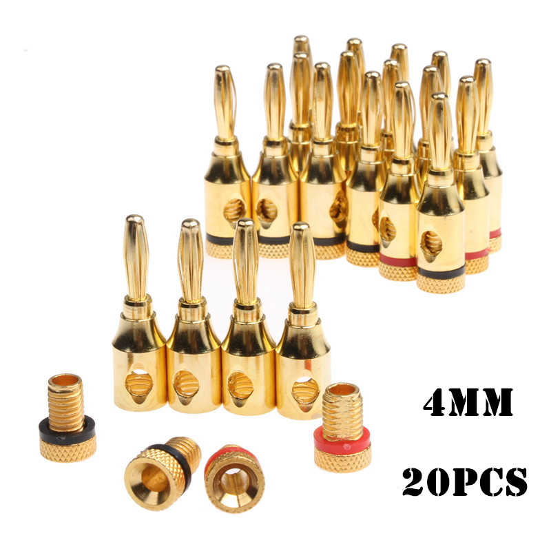 Audio Music Yt - YT 20 個ゴールドメッキ 4 ミリメートルバナナプラグ楽器アンプスピーカーアダプタオーディオバナナワイヤーケーブル接続プラグコネクタセット