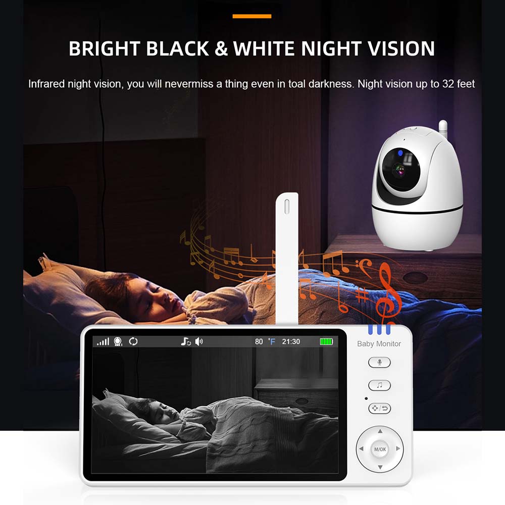 5インチビデオベビーモニター、屋内ワイヤレス双方向オーディオ - Audio Music For Video のレビューと価格