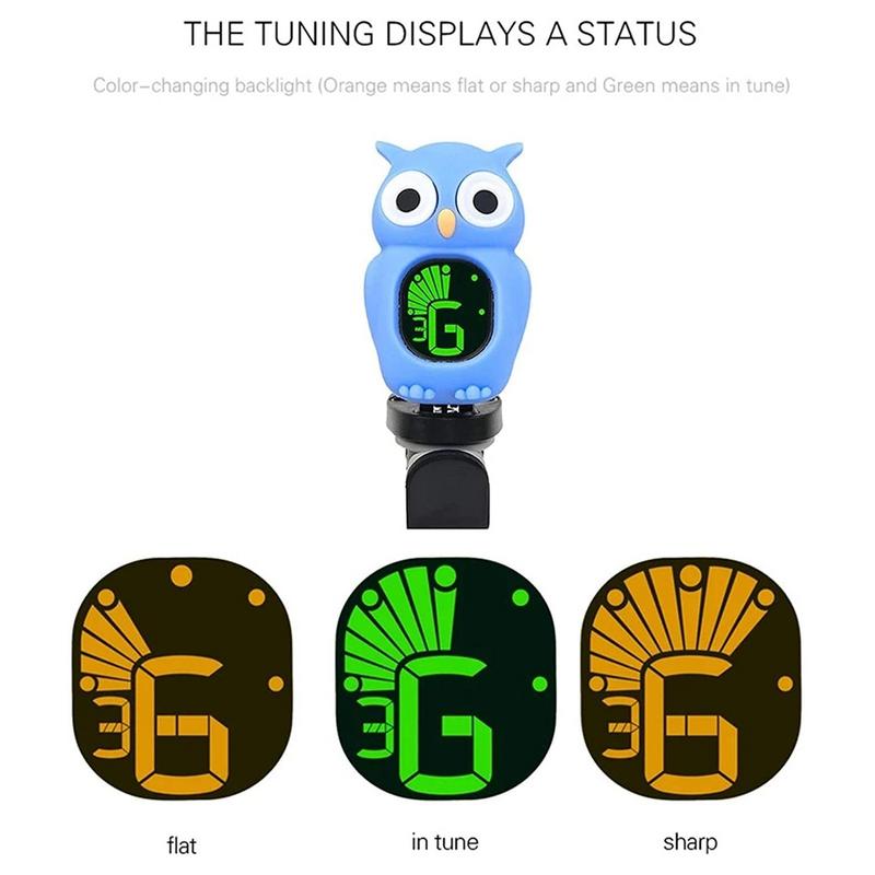 プロのエレキギタークリップ,LCD付きチューナー,漫画フクロ - Guitar Tuner Clip のレビューと価格