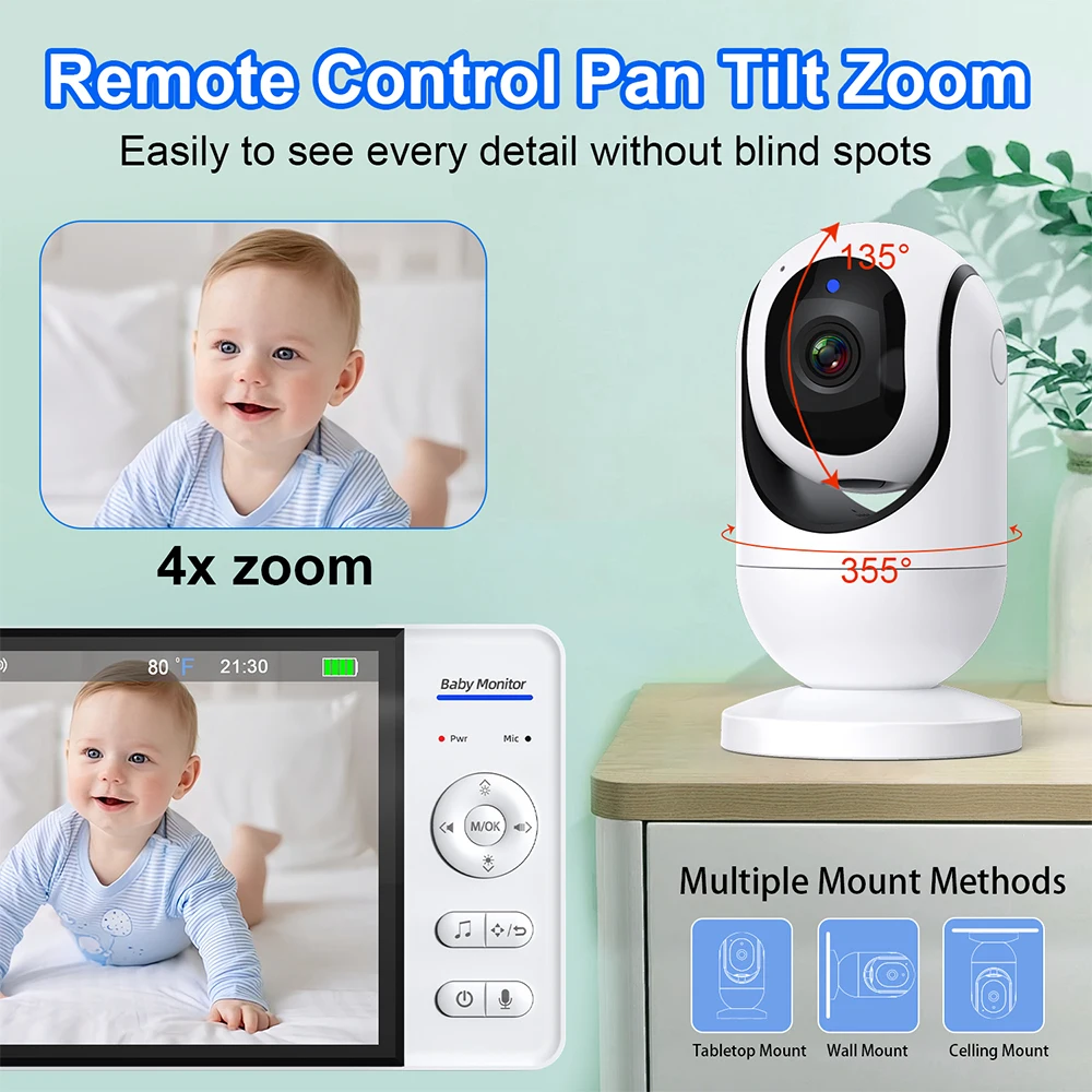 7.0インチ ビデオベビーモニター 720P 5000mAh - Audio Music For Video のレビューと価格