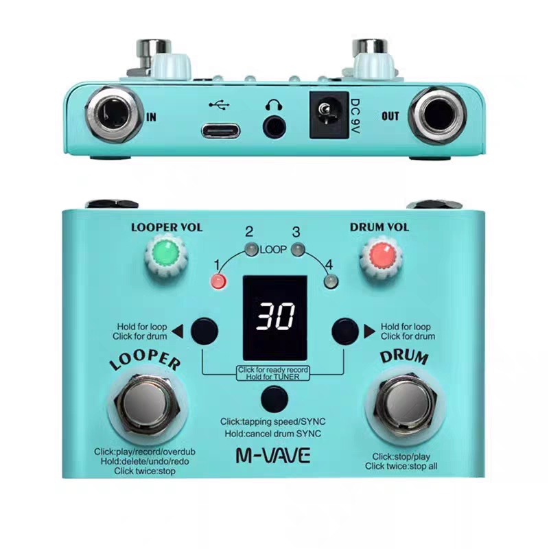 M Vave ルーパー ドラムチューナー ギターエフェクトペ - Looper Pedal Guitar のレビューと価格