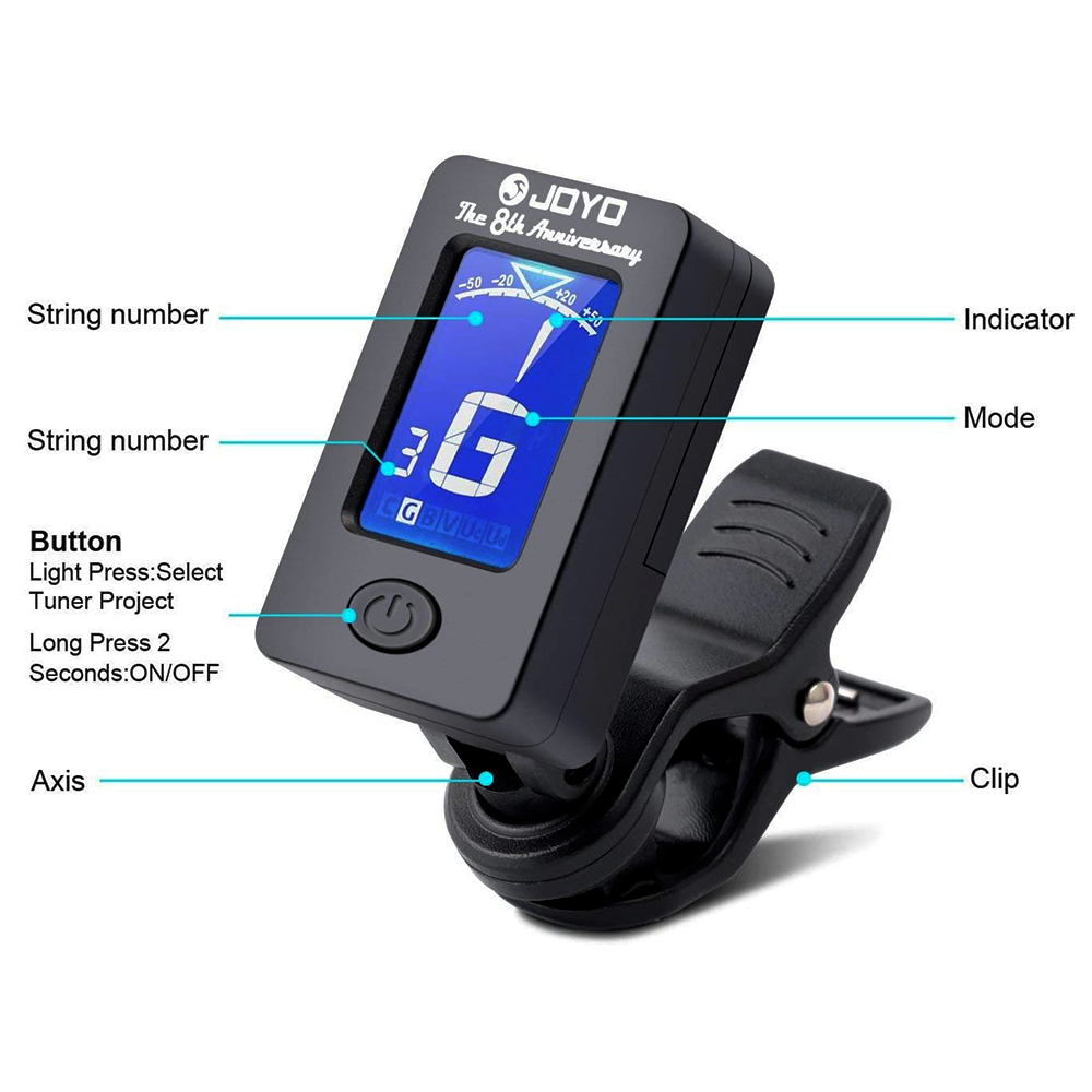 JOYO ギターチューナー JT-01 360 度回転可能な - Guitar Tuner Clip のレビューと価格