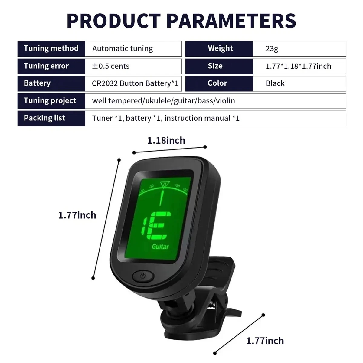 ギター、ベース、ウクレレ、バイオリン、マンドリン、バンジョー - Guitar Tuner Clip のレビューと価格